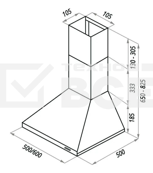 Вытяжка каминная Maunfeld Aire 50 белая, 50 см, 500 куб. м/ч, 48 дБ