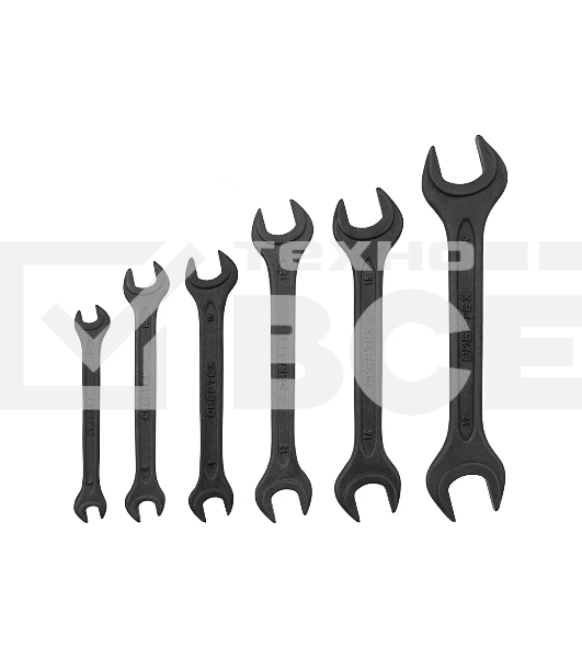 Набор ключей рожковых Сибртех 6 - 19 мм, 6 шт., CrV, фосфатированные, ГОСТ 2839