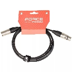 Кабель микрофонный FORCE FMC-05/1.5XLR (M) - XLR (F), высококачественный балансный, малошумящий с проводниками из безкислородной меди OFC, диаметр 6 мм, профессиональные металлические разъемы, длина 1,5 м, цвет черный, фото 1
