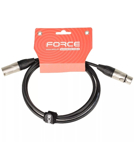 Кабель микрофонный FORCE FMC-05/1.5XLR (M) - XLR (F), высококачественный балансный, малошумящий с проводниками из безкислородной меди OFC, диаметр 6 мм, профессиональные металлические разъемы, длина 1,5 м, цвет черный
