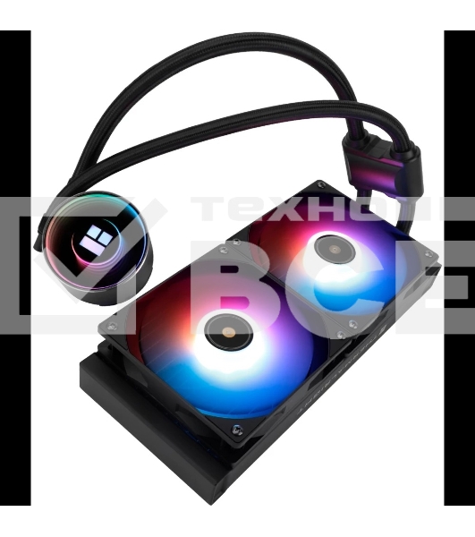 Водяное охлаждение для процессора Thermalright Frozen Notte 240 черный ARGB V2 (240mm, Black, ARGB/ Fans: 2x120mm, 72.37CFM, 27.7dBA, 2000RPM/ Pump height 54mm, 28dBA, 5300RPM, Rad thickness 27mm/ S: 1200, 1700, 1851, 2011, 2066, 115X, AM2, AM2+, AM3, AM3