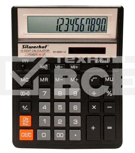 Калькулятор настольный Silwerhof SH-888X-12 черный 12-разр.