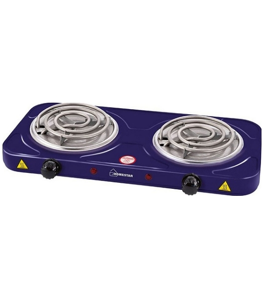 Плита настольная электрическая Homestar HS-1105 сапфир, 2 кВт, ТЭН, конфорки - 2, эмаль, поворотные переключатели