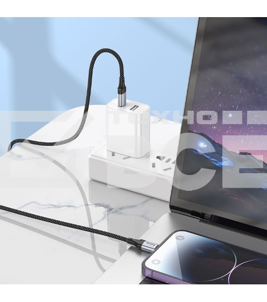 Кабель Hoco X102 Fresh iP USB Type-C (m)-Lightning (m) 1м черный коробка