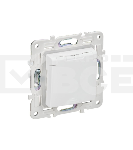Розетка 1-м SKANDY 16А IP44 с заземл. защ. штроки с крышкой SK-R11W арктич. бел. IEK SK-R16-16-44-K01