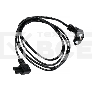 Кабель питания Cablexpert PC-184A-VDE-1.8M CEE 7/16-C7, 2x0.75мм2, 2.5А, VDE, угл.разъемы, 1.8м, черный, пакет