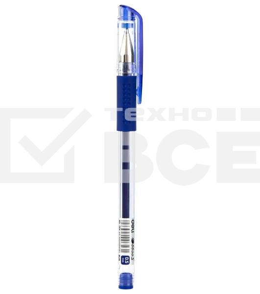 Ручка гелевая Deli Daily E6600SBlue прозрачный, d=0.5мм, синие чернила, резиновая манжета