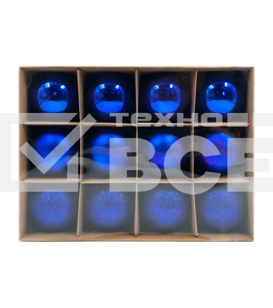 Набор елочных шаров Winter Glade пластик, 6 см, 12 шт, синий микс, 6012G004