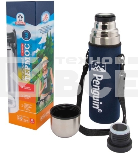 Термос Penguin BK-20P 1 л чехол, кнопка, 2 пробки