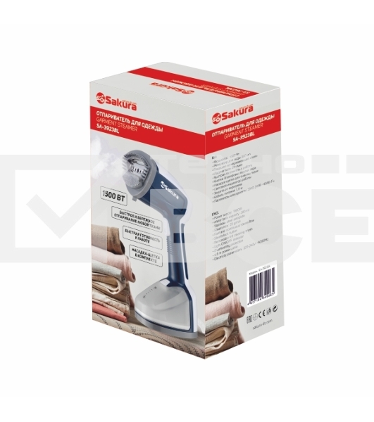 Отпариватель Sakura SA-3923BL белый/синий, 1500 Вт, 25 г/мин, 300 мл