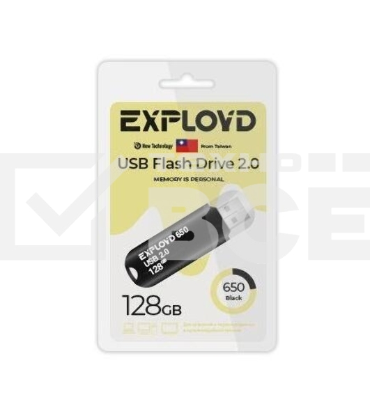 Флешка USB Exployd 650 Black (EX-128Gb-650-Black), 128Gb, USB 2.0, R/W 20/10, черный
