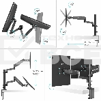 Кронштейн (держатель) ONKRON G140 для двух мониторов 13'-32' дюймов настольный, черный, фото7