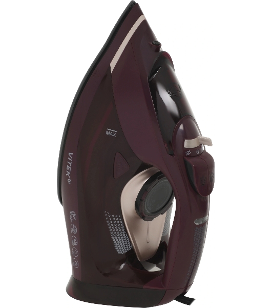 Утюг Vitek VT-IRN1204 бордовый, 2400 Вт, 23 г/мин, 150 г/мин, 450 мл