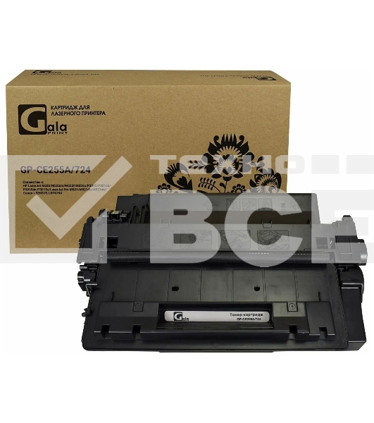 Картридж лазерный GalaPrint GP-CE255A/724 черный (6000 стр.) для HP LJ P3010/3015d/3015dn/3015n/3015x/3016/MFP M525/Canon LBP6750dn/6780x