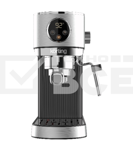 Кофеварка рожковая Korting KCM 1001 EX нержавеющая сталь, молотый, 1.2 л, 1350 Вт, 20 бар