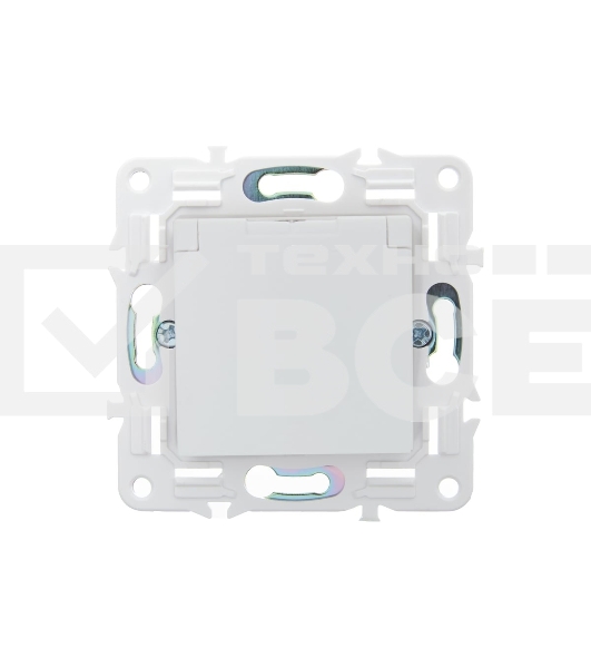 Розетка 1-м SKANDY 16А IP44 с заземл. защ. штроки с крышкой SK-R11W арктич. бел. IEK SK-R16-16-44-K01