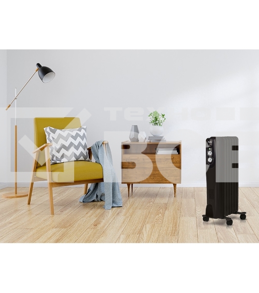 Масляный обогреватель Ballu Classic Black BOH/CL-07BRN (7 секций) (7 секций), черный, 1500 Вт, 20 м2, термостат