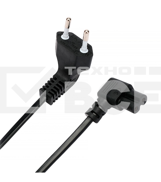 Кабель питания Cablexpert PC-184A-VDE-1.8M CEE 7/16-C7, 2x0.75мм2, 2.5А, VDE, угл.разъемы, 1.8м, черный, пакет