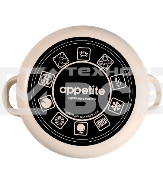 Кастрюля Appetite 6RD181M Подворье с крышкой, цилиндрическая, эмалированная сталь 3 л