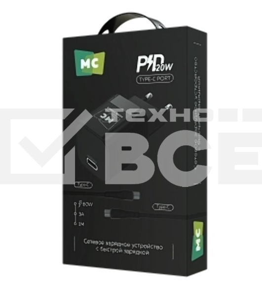 Сетевое зарядное устройство MORE CHOICE (4620202555847) NC86a 1Type-C 3.0A PD 20W для Type-C Type-C, черный