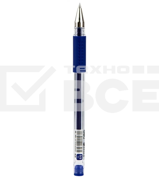Ручка гелевая Deli Daily E6600SBlue прозрачный, d=0.5мм, синие чернила, резиновая манжета