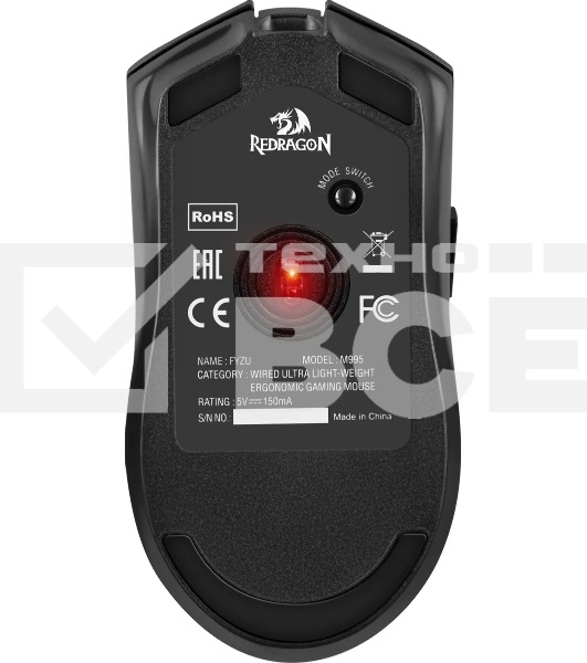 Мышь проводная игровая REDRAGON FYZU черная (USB, Pixart P3395, Huano, 6 кн., 26000 Dpi, RGb подсветка)