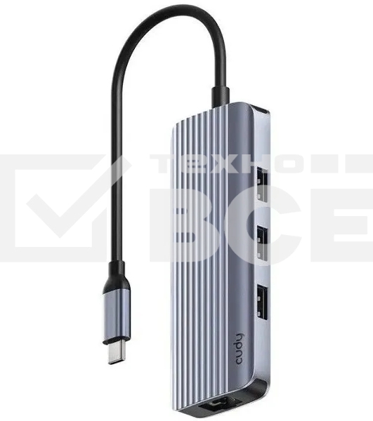 USB-концентратор CUDY 6-IN-1 USB-C Hub with GbE & 4K@60Hz HDMI