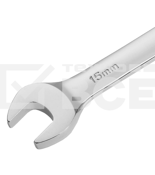 Ключ комбинированный Denzel, с трещеткой, 15 мм