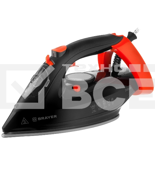Утюг BRAYER BR4007 черный/оранжевый, 3100 Вт, 35 г/мин, 160 г/мин, 265 мл