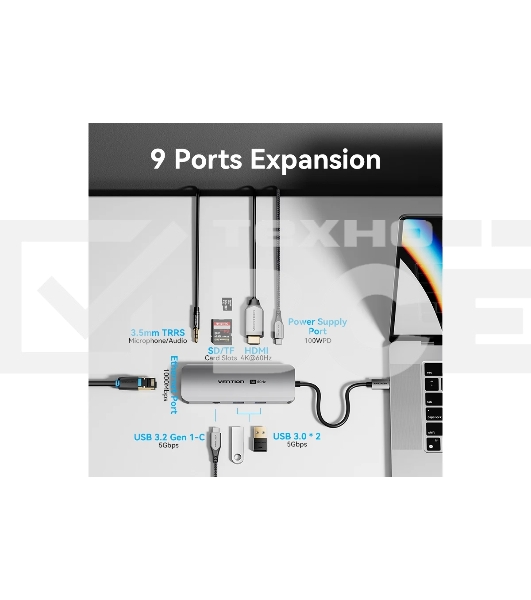 Мультифункциональный хаб Vention USB Type C 9 в 1