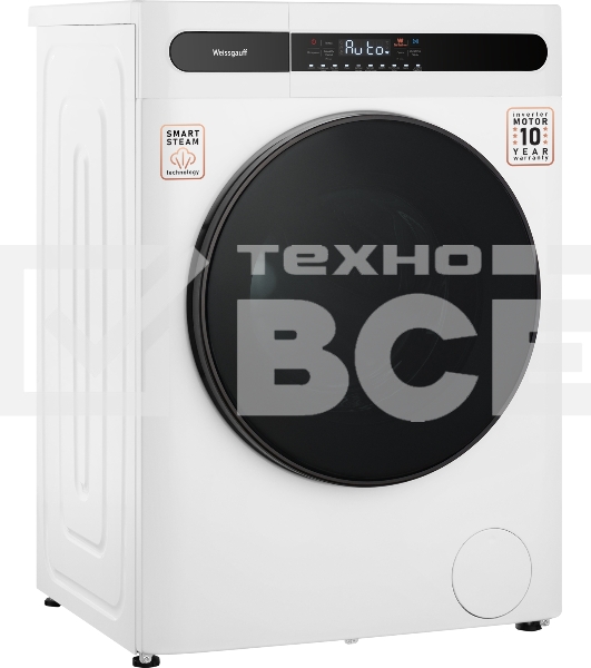 Стирально-сушильная машина Weissgauff WMD 45148 Inverter Steam Белый, загрузка фронтальная 8 кг, 1400 об/мин., класс: А+++
