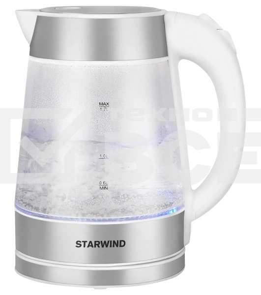 Чайник электрический Starwind SKG2011 1.7л. 2200Вт белый/серебристый (корпус: стекло)