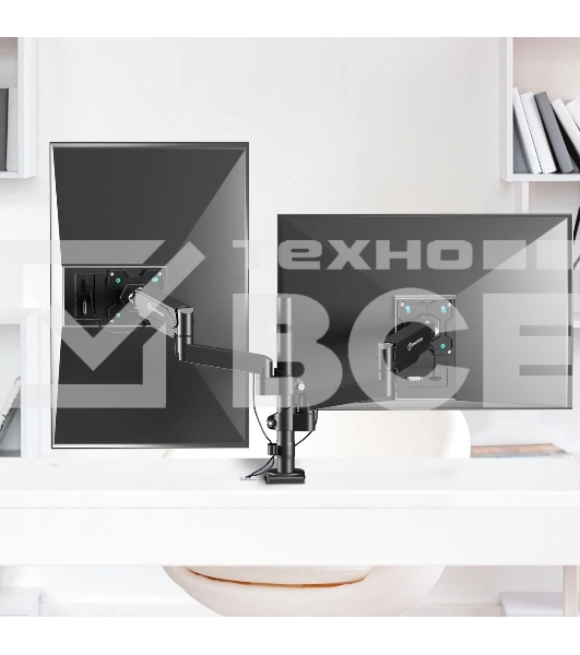 Кронштейн (держатель) ONKRON G140 для двух мониторов 13'-32' дюймов настольный, черный