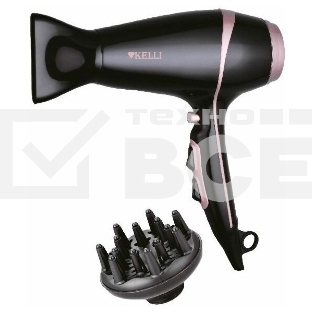 Фен Kelli KL-1129 черный/розовый, 2400 Вт