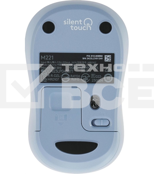 Мышь беспроводная Logitech M221 голубой, 1000 dpi, радиоканал, USB, кнопки - 3