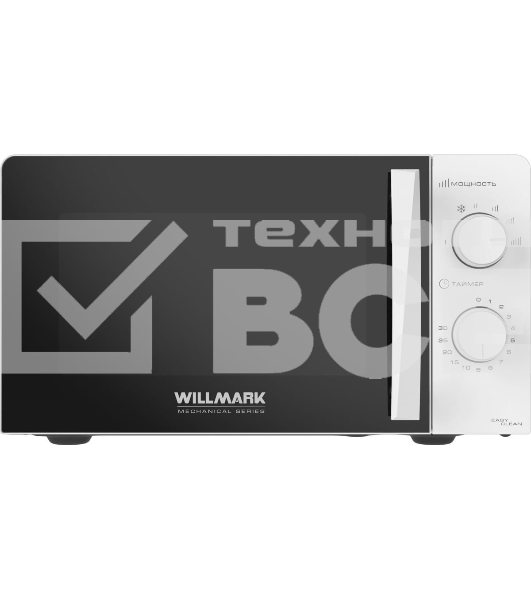Микроволновая печь Willmark WMO-201MW (20л, 700Вт, механич.ПУ, ручка д/л откр.дв.,6 ур.мощн., белая)