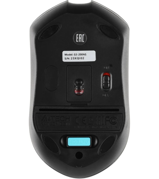 Мышь беспроводная A4Tech V-Track G3-200NS черный, 1200 dpi, радиоканал, USB, кнопки - 3