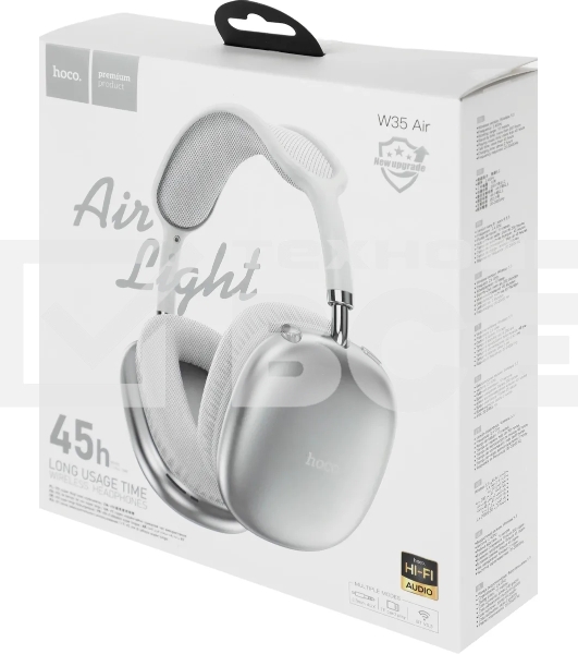 Наушники мониторные Hoco Air Triumph W35 серебристый беспроводные bluetooth оголовье