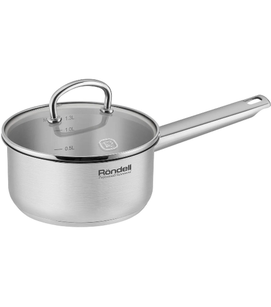 Ковш Rondell Solo RDS-1601, 1.3л, с крышкой, стальной