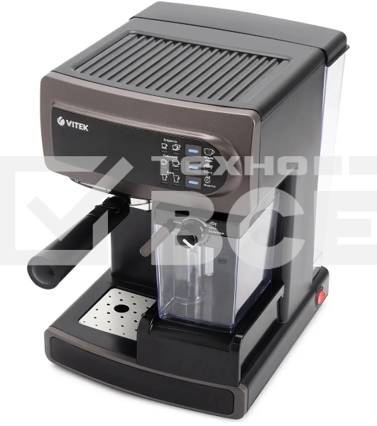 Кофеварка рожковая Vitek VT-1517 SR серый, исп. кофе - молотый, 1.65 л, 1238 Вт, 15 Бар