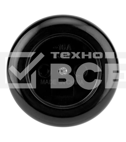 Розетка штепсельная Rexant карболитовая, открытой установки, б/з 16 А, черный