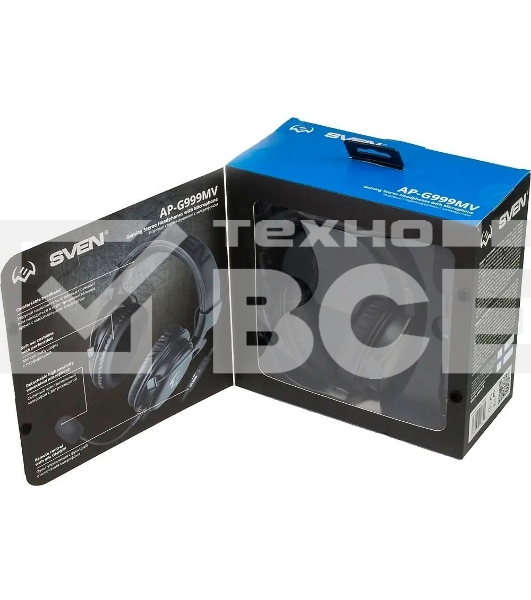 Гарнитура проводная игровая SVEN AP-G999MV с микрофоном серый (50 мм, мини-джек (стерео) O 3,5 мм (4 pin))