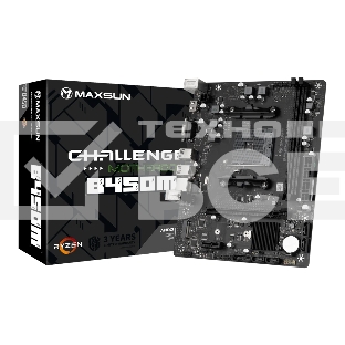 Материнская плата Maxsun Challenger B450M, AM4, AMD B450, 2xDDR4, 4xSATA, 1xM.2, 1xPCIe 3.0 x16, 1xPCIe 3.0 x1, 1xHDMI, 1xVGA, 1x 1Gb LAN, 2xUSB-A 3.2 Gen 1, 2xUSB-A 2.0, 3x3.5 мм, 5.1, M-ATX