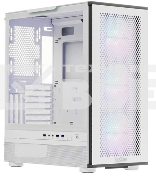 Компьютерный корпус PcCooler ME200 MESH WH белый-черный без БП ATX 3x120mm 2xUSB3.0 audio bott PSU
