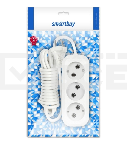 Удлинитель бытовой Smartbuy (SBE-10-3-03-N) 3 гнз х 3,0 м (10А/2.2 кВт, ПВС 2х1.0)