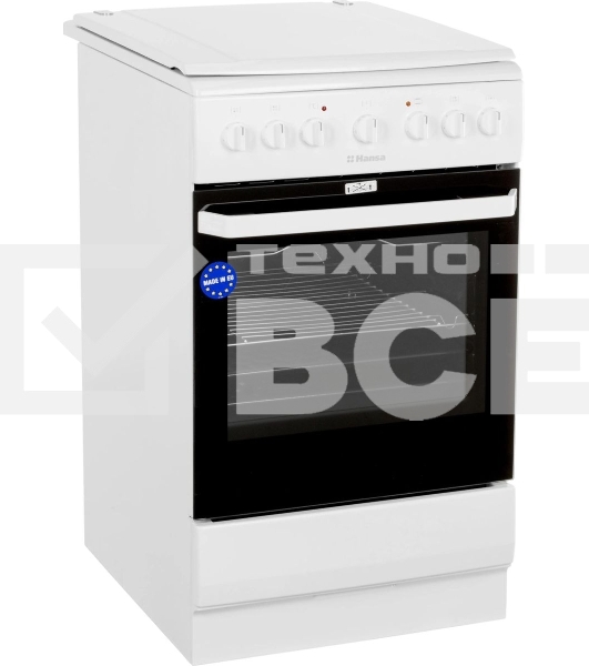 Плита электрическая Hansa FCEW54109 белый, конфорок 4 шт, духовка 65 л, 50 см x 85 см x 60 см