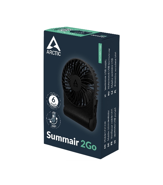 Вентилятор Arctic Cooling Arctic Summair 2Go черный, настольный, 5 Вт, бесступенчатая регулировка, 9.1 см