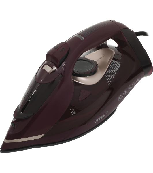 Утюг Vitek VT-IRN1204 бордовый, 2400 Вт, 23 г/мин, 150 г/мин, 450 мл