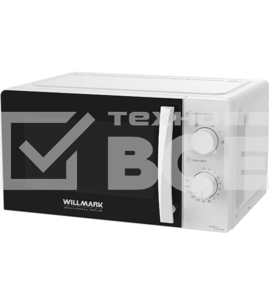 Микроволновая печь Willmark WMO-201MW (20л, 700Вт, механич.ПУ, ручка д/л откр.дв.,6 ур.мощн., белая)
