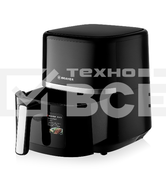 Аэрогриль BRAYER BR2033 чёрный, 1350 Вт, 6 л, упр. - сенсор, программ - 8